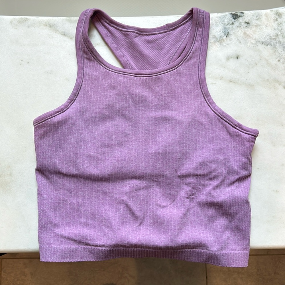 lululemon ebb to street cropped tank bra pads not included, size 4